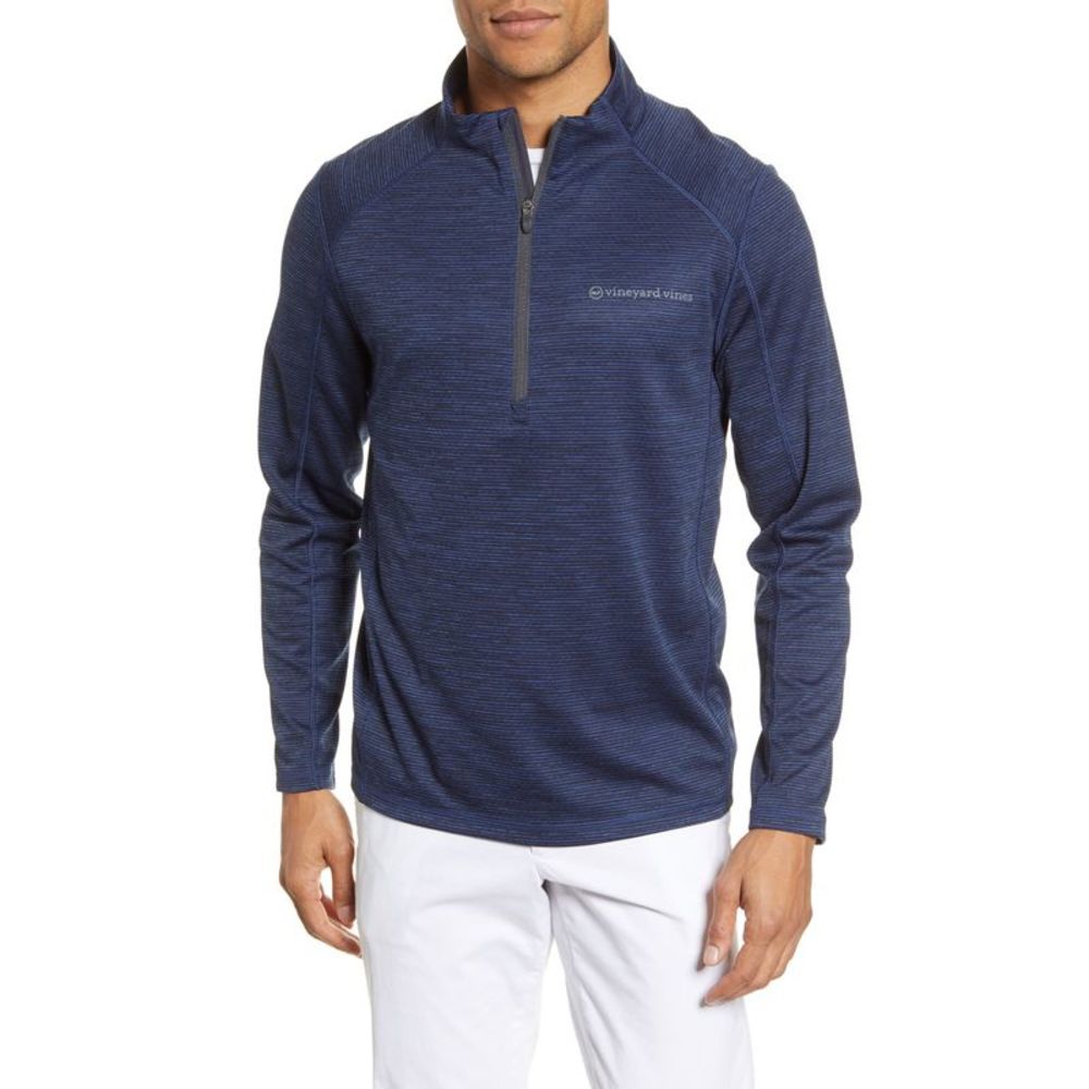 VINEYARD VINES PERFORMANCE Mens Sankaty Blue Long Sleeve Quarter-Zip Shirt S
